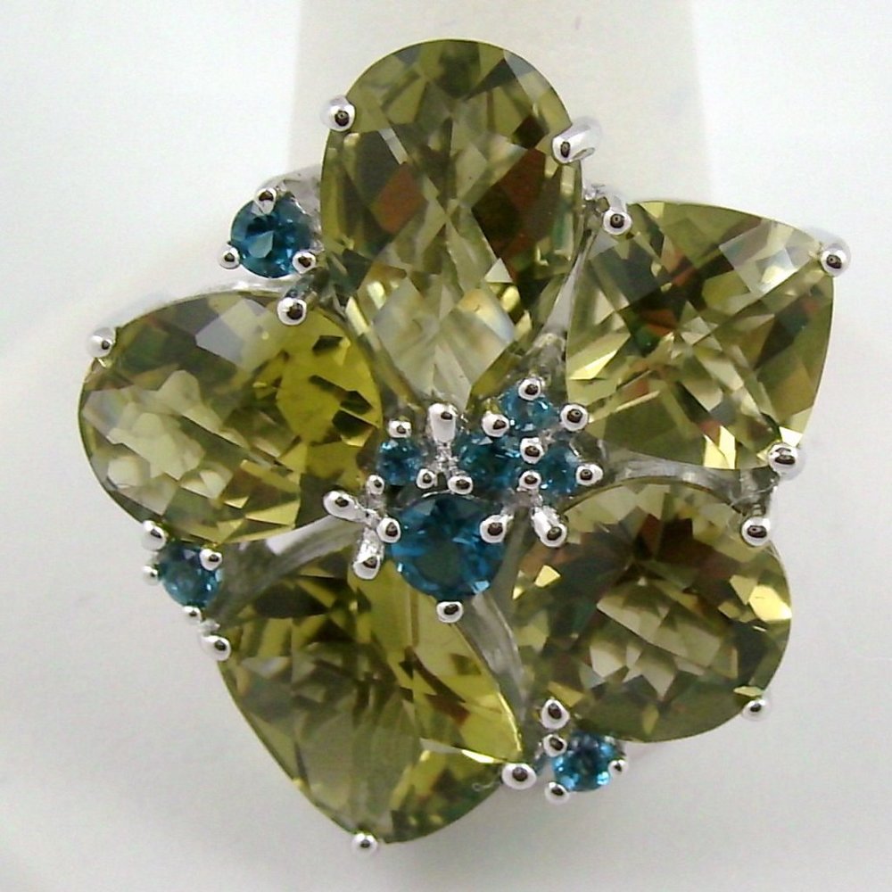 Sima K 12.85ct Olive Quartz "Flower Ring"